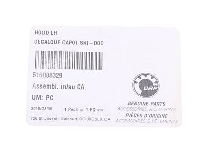 Aftermarket 516008329 Left Hand Hood Decal NOS