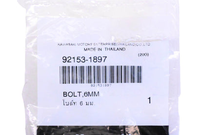 New OEM Kawasaki 92153-1897 6MM Bolt NOS