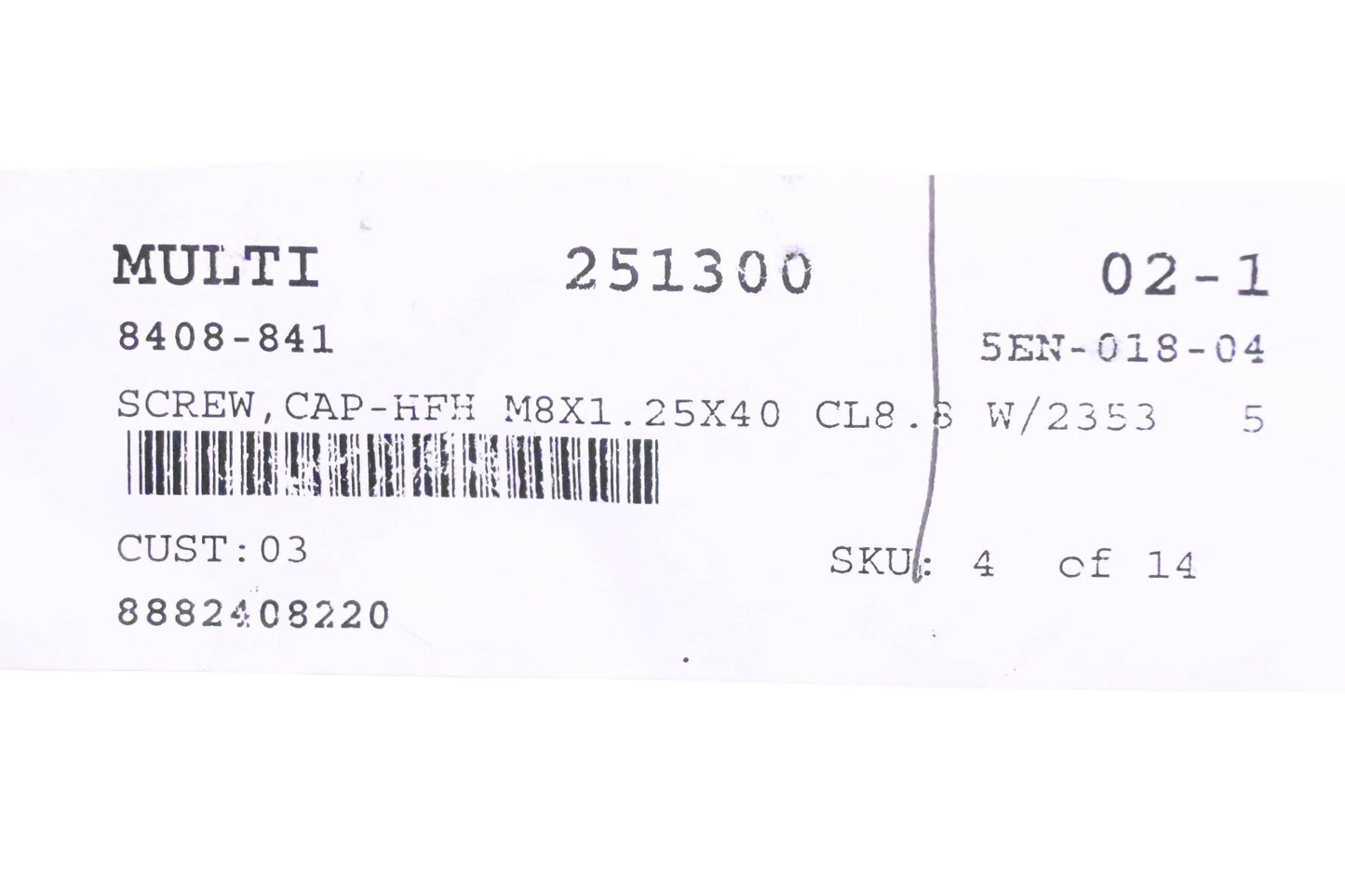 New OEM Arctic Cat 8408-841 Cap Screw NOS