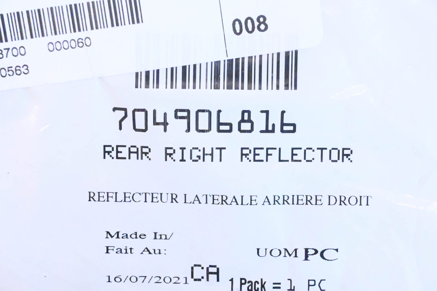 Aftermarket 704906816 Rear Right Reflector NOS