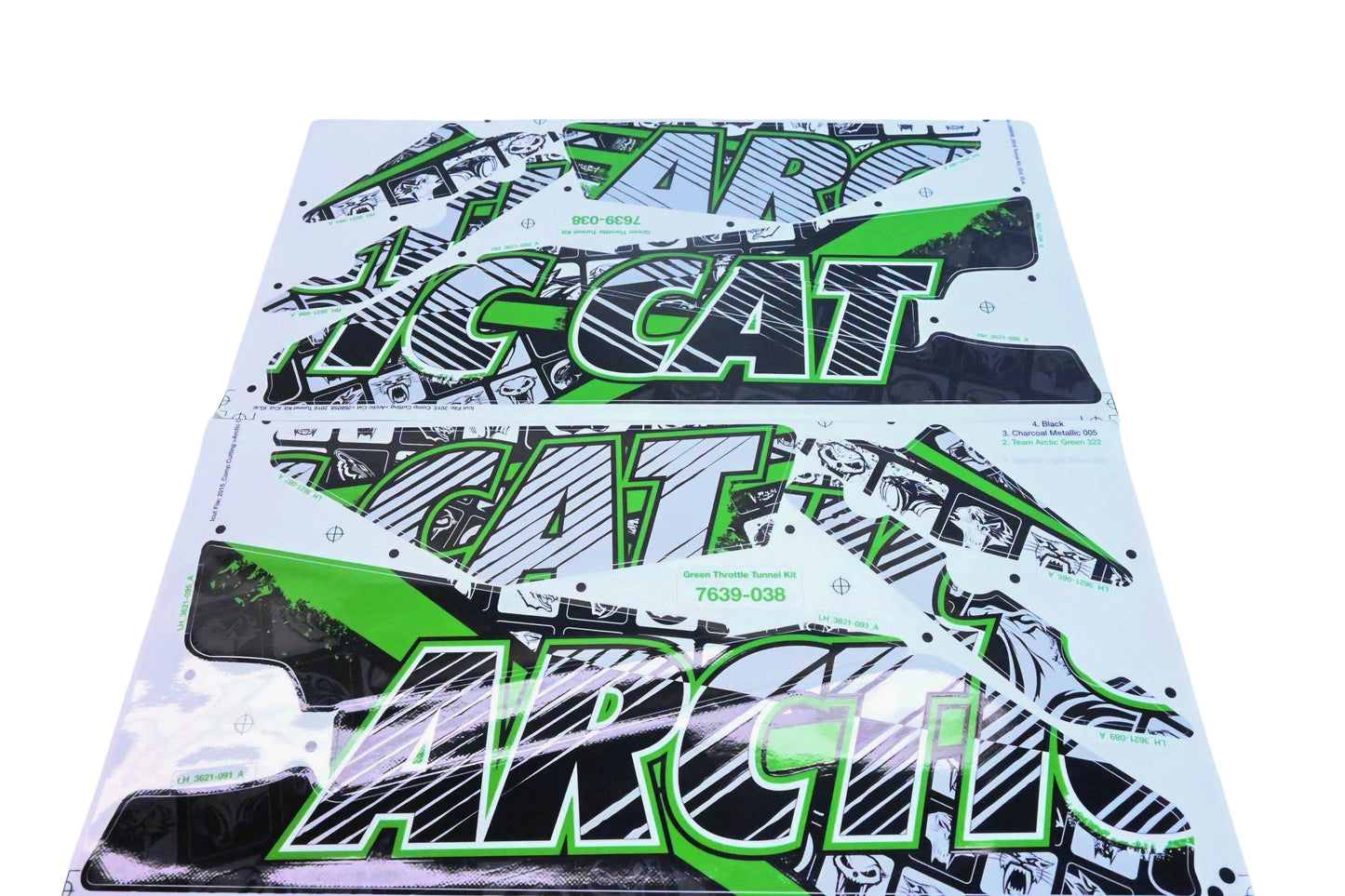 New OEM Arctic Cat 7639-038 Green Throttle Tunnel Decal Kit NOS