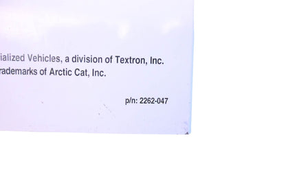 New OEM Arctic Cat 2262-047 2019 ZR/XF/M/Pantera/Norseman Operator's Manual NOS