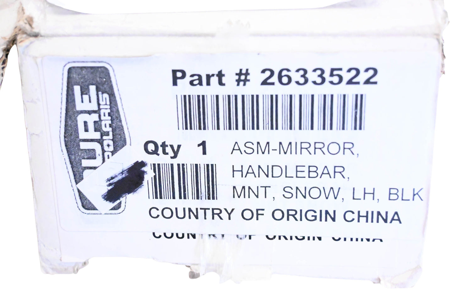 New OEM Polaris 2633522 Black Left Hand Handlebar Mirror Mount Assembly NOS
