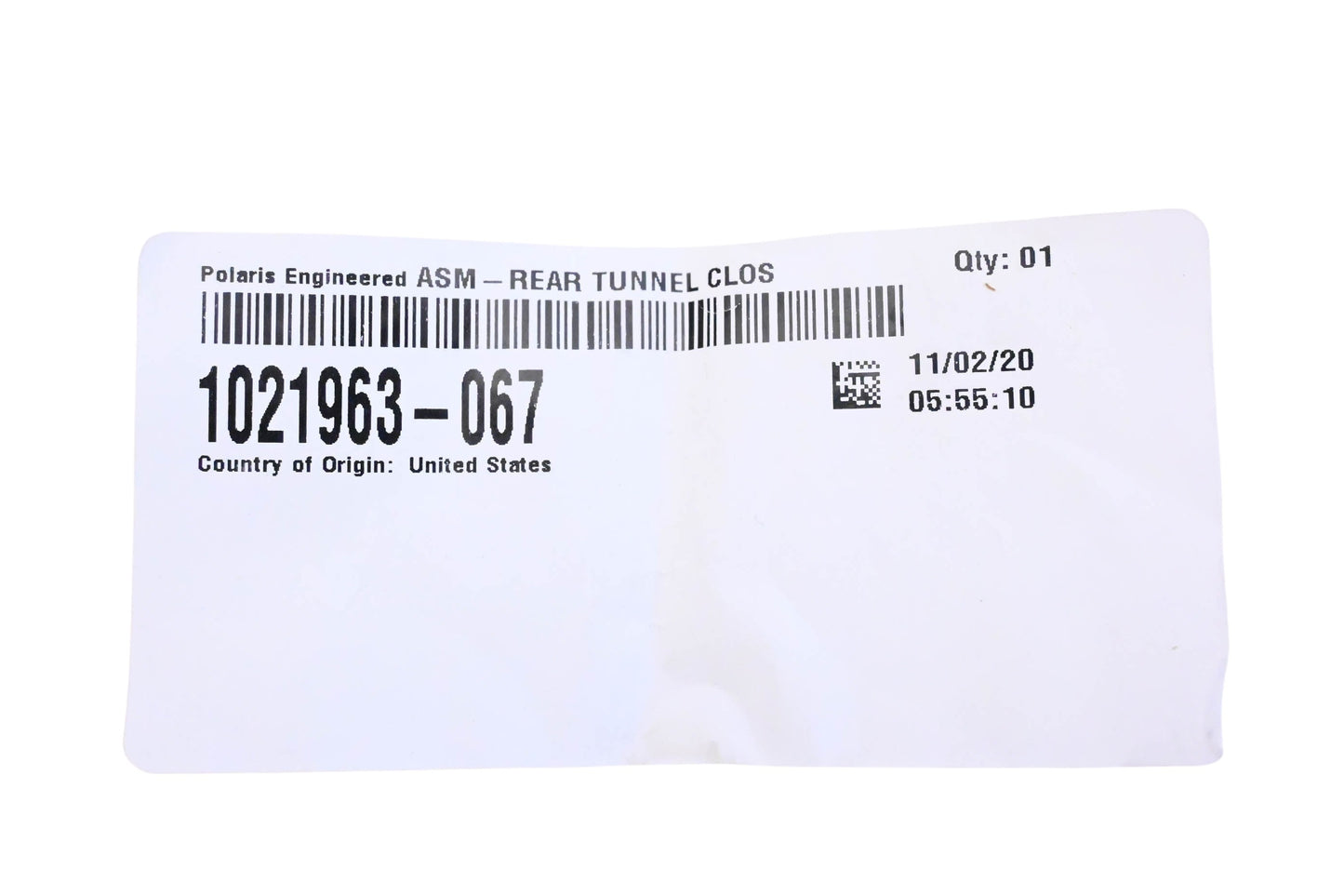 New OEM Polaris 1021963-067 Rear Closeoff Tunnel Assembly NOS
