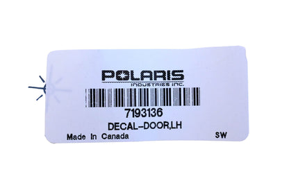 New OEM Polaris 7193136 Left Hand Door Decal NOS