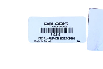 New OEM Polaris 7193141 Right Hand Rear Fender Decal NOS