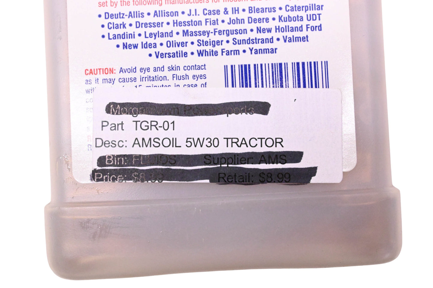 AMSOil SAE 5W-30, TGR-01 Tractor Hydraulic Transmission Oil 1 Quart Bottle NOS