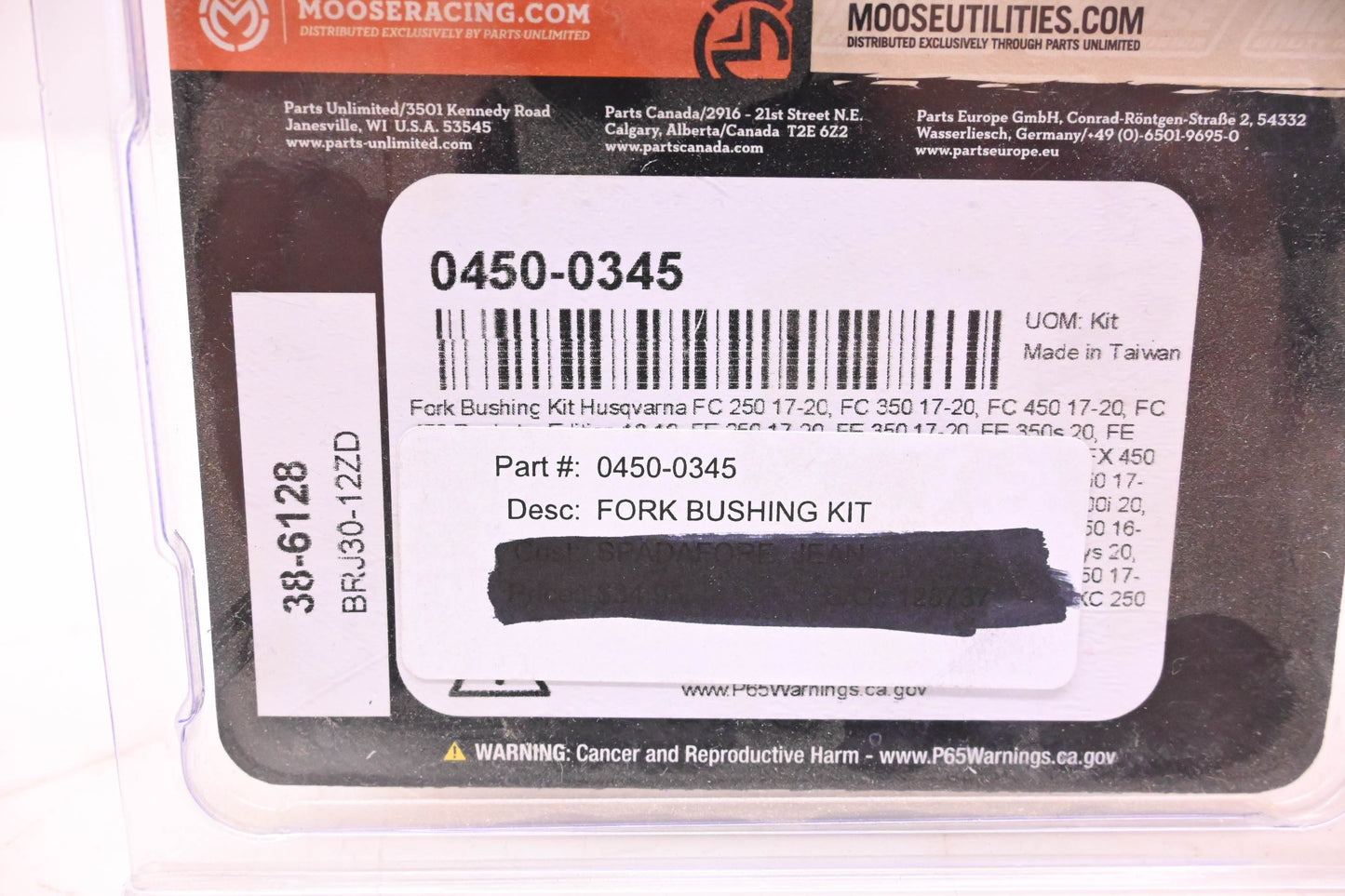 Moose Racing 0450-0345 Fork Bushing Kit NOS