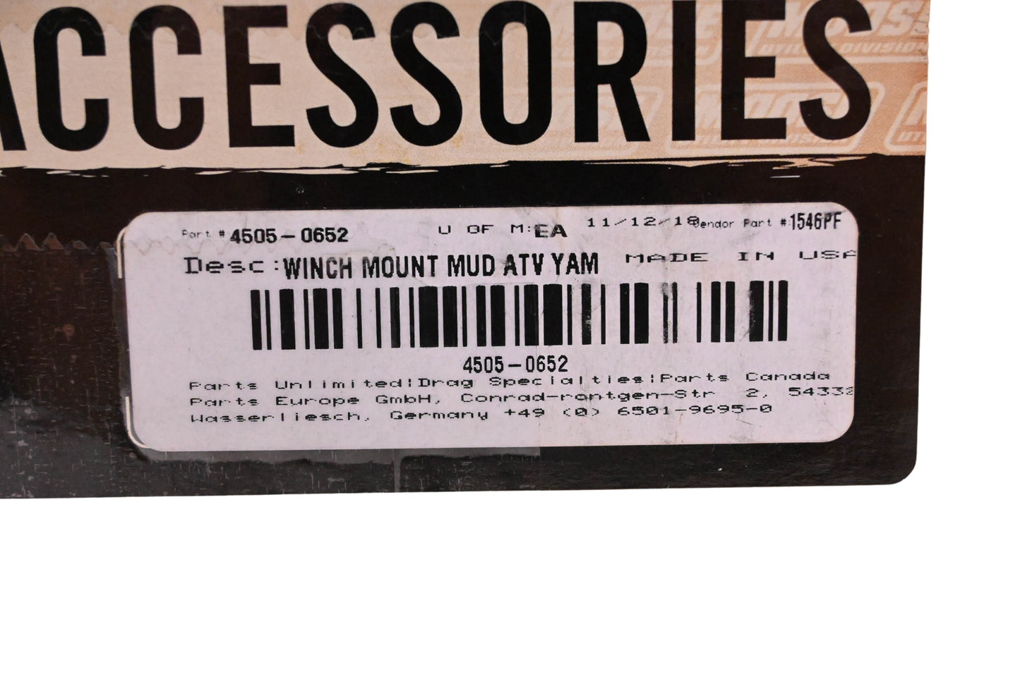 Moose Utilities 4505-0652 Winch Mount Assembly NOS