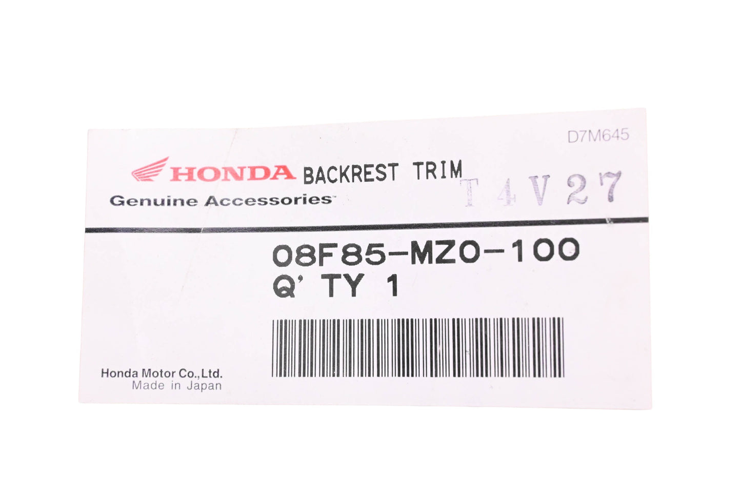 New OEM Honda 08F85-MZ0-100 Chrome Backrest Trim NOS