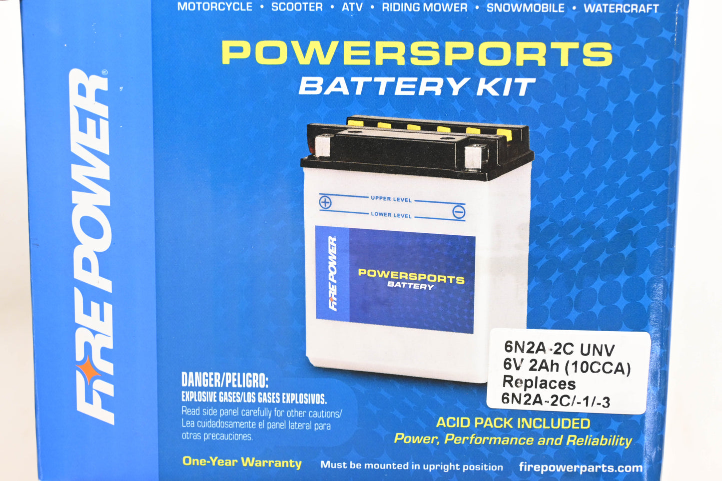 Fire Power 6N2A-2C UNV, 490-2016, 6N2A-2C/-1/-3 6v 2ah 10CCA Battery Kit NOS