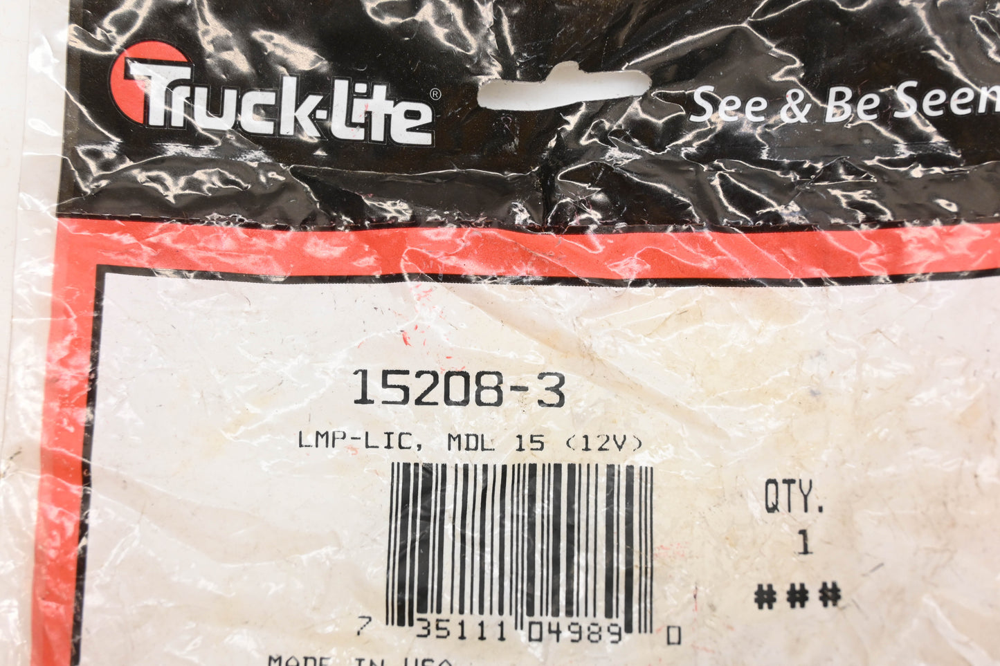 Truck-Lite 15208-3 Clear License Plate Lamp Assembly NOS