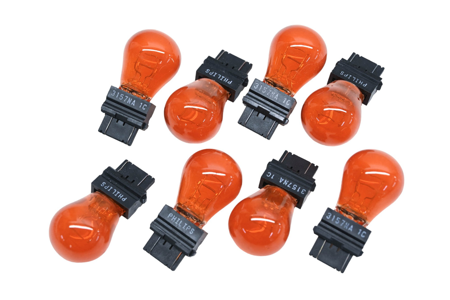 Philips 3157NA, P27/7W Amber 12,8/14v 24/2.2CP W2,5x16q Bulbs Qty 8 NOS