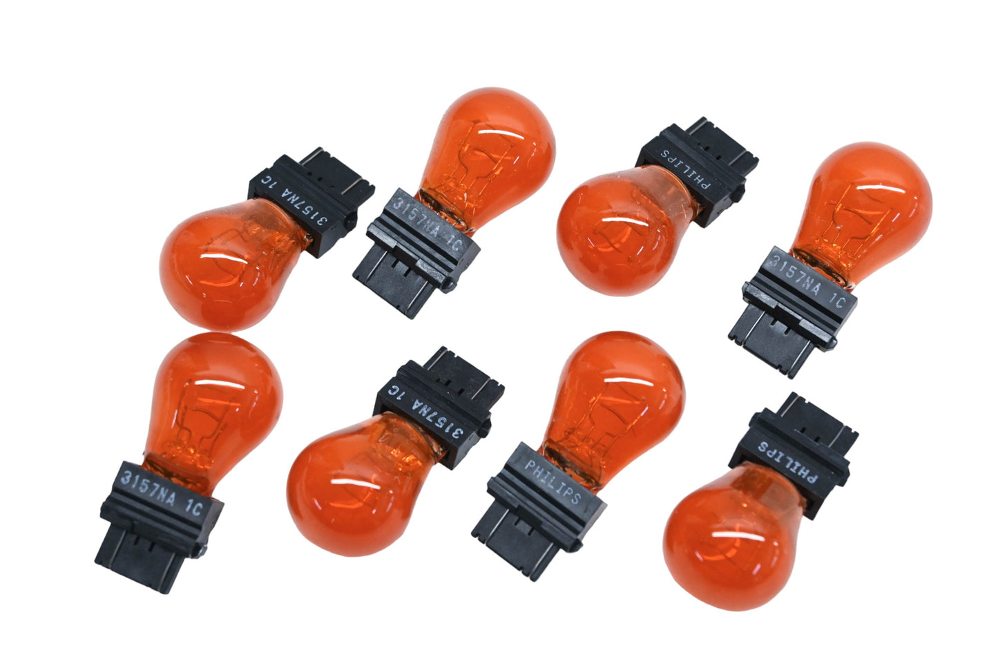 Philips 3157NA, P27/7W Amber 12,8/14v 24/2.2CP W2,5x16q Bulbs Qty 8 NOS
