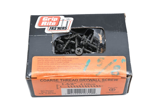 Grip Rite HN048-6 1lb. Course thread Drywall 1-5/8" Philips Screws NOS