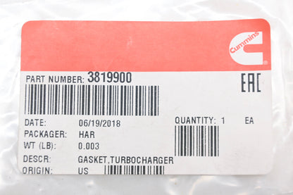 Cummins 3819900 Turbocharger Oil Line Gasket NOS