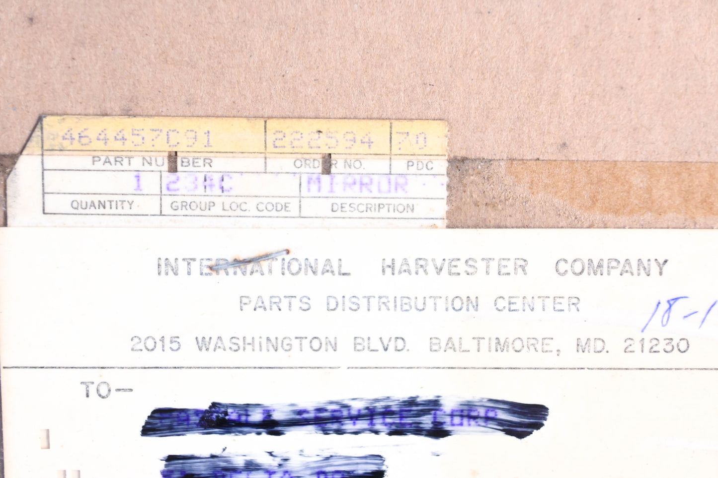 international 464457C91 Lefthand Mirror Mount Bracket NOS