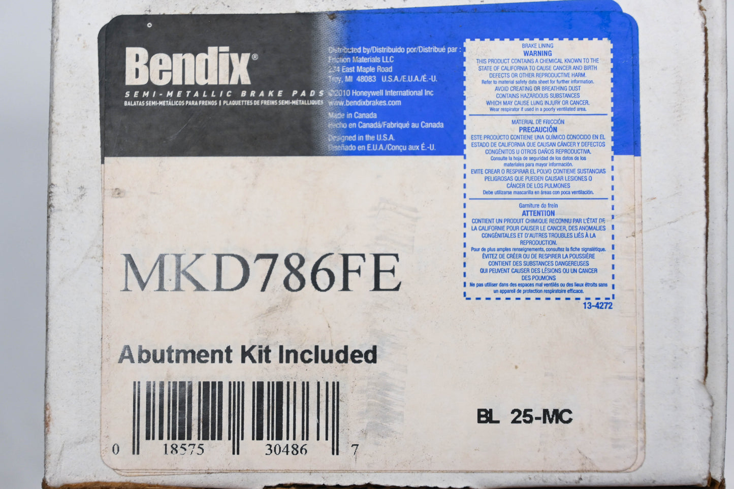Bendix MKD786FE Semi Metallic Brake Pad Kit NOS