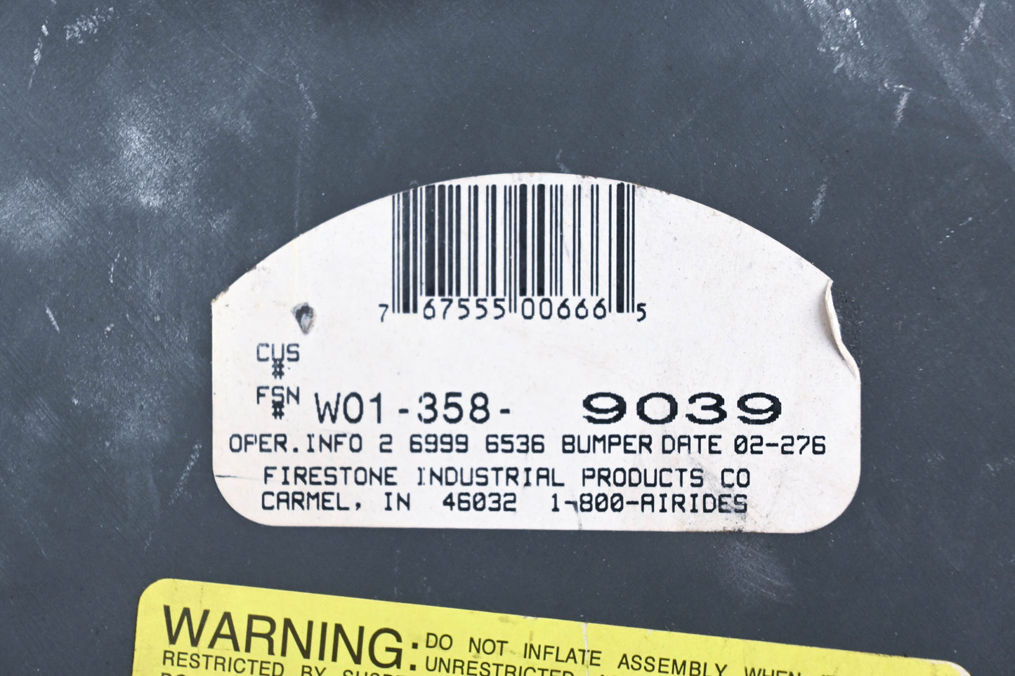 Firestone W01-358-9039 Air Suspension Spring Bag NOS