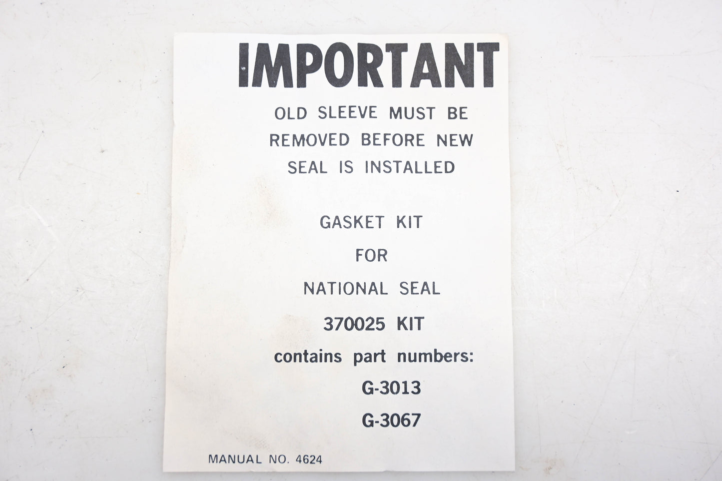 National Seal 370025 Gasket Kit NOS