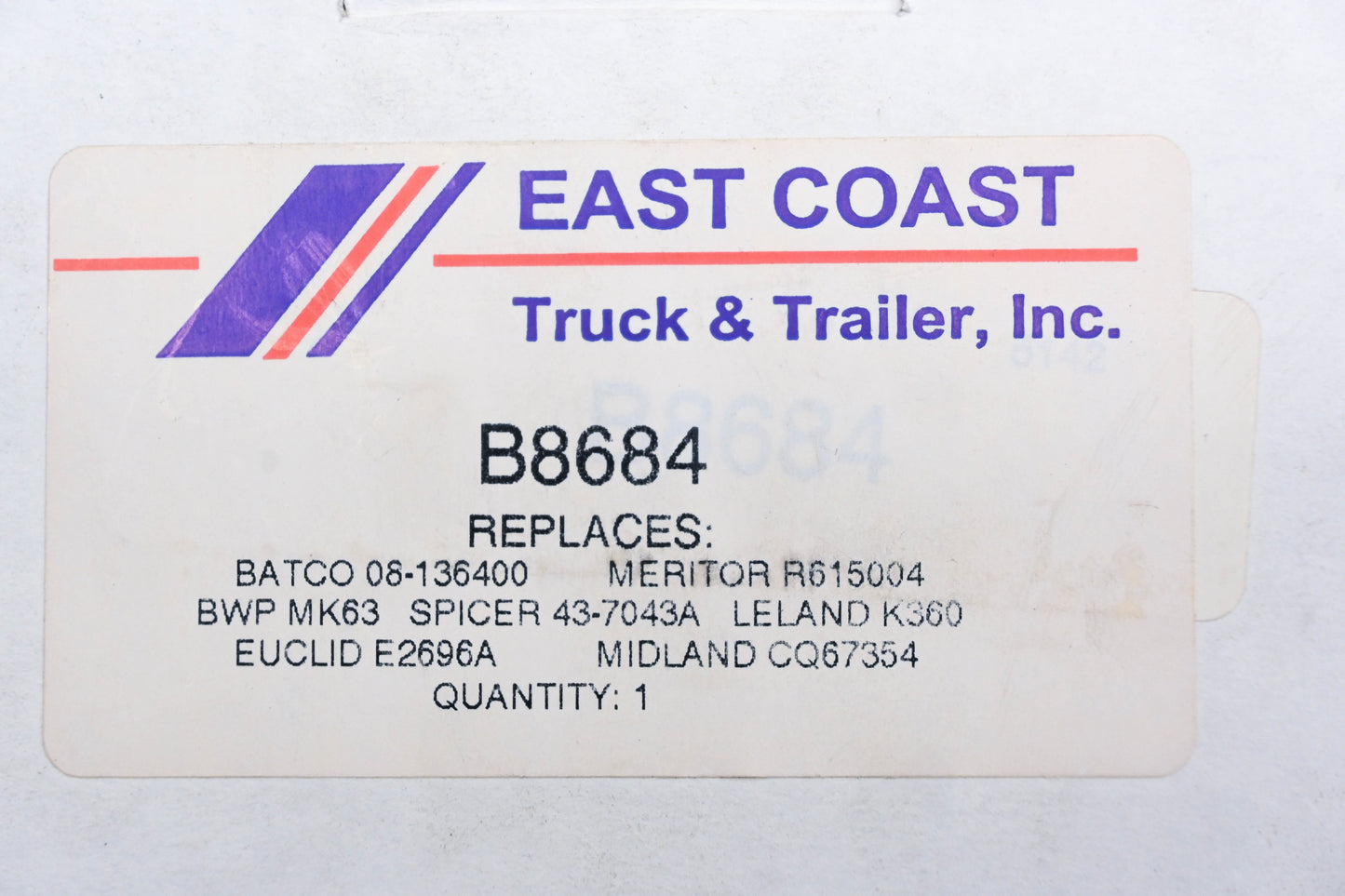 East Coast Truck & Trailer B8684 Camshaft Repair Kit NOS