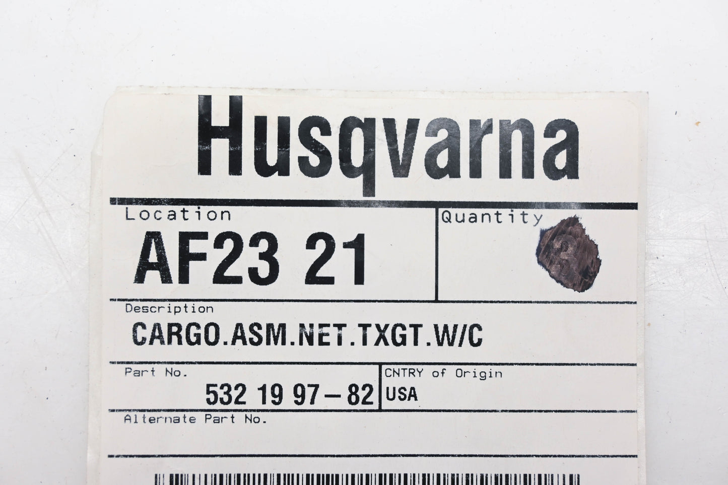 New OEM Husqvarna 532 19 97-82, 5321997-82 Cargo Net Panel NOS