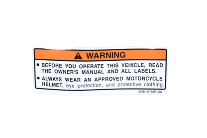 New OEM Yamaha 5GK-2118K-00-00 Caution Label Decal NOS