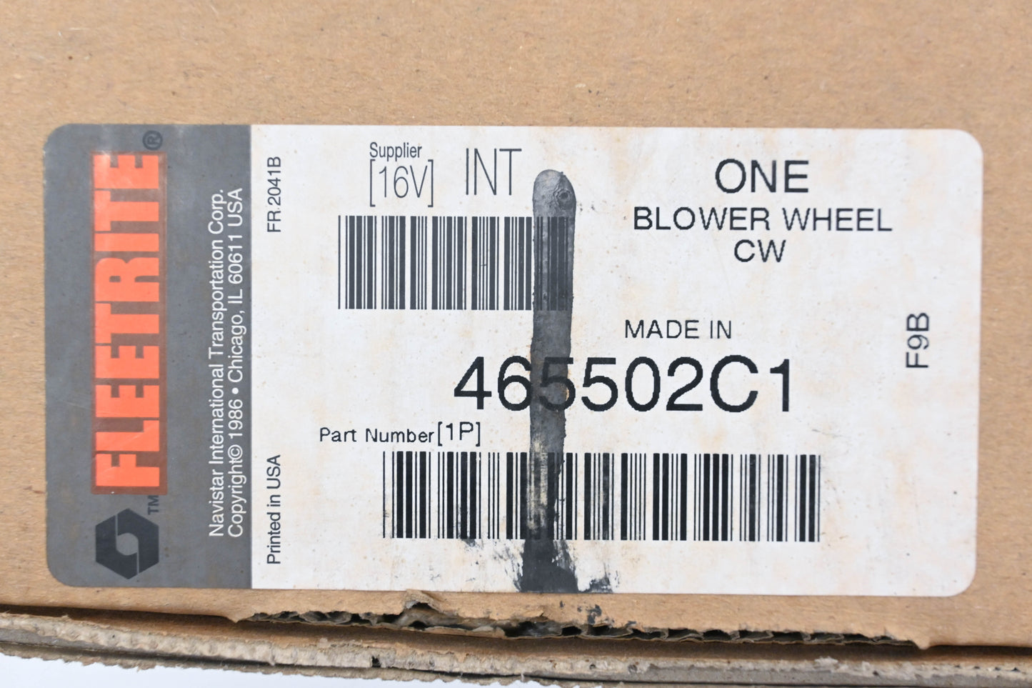 Fleetrite 465502C1 International Blower Fan Wheel NOS