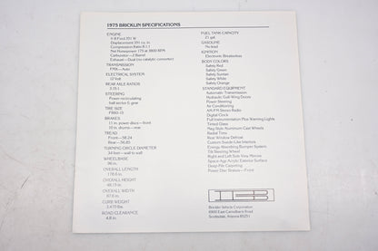 Bricklin DK026-35 1975 Safety Car SV-1 Sales Catalog Brochure NOS