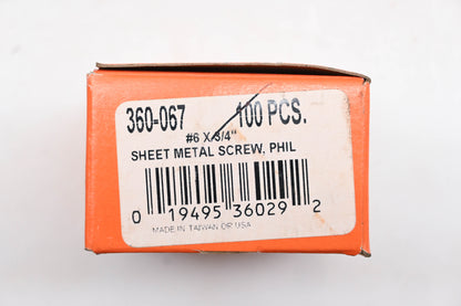 Dorman 360-067 Sheet Metal 6 x 3/4" Screws Qty 100 NOS