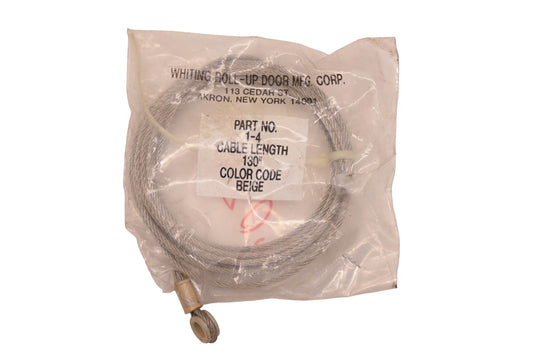 Whiting 1-4 Roll-Up Door Beige 5/16" Eyelet 130" Cable NOS