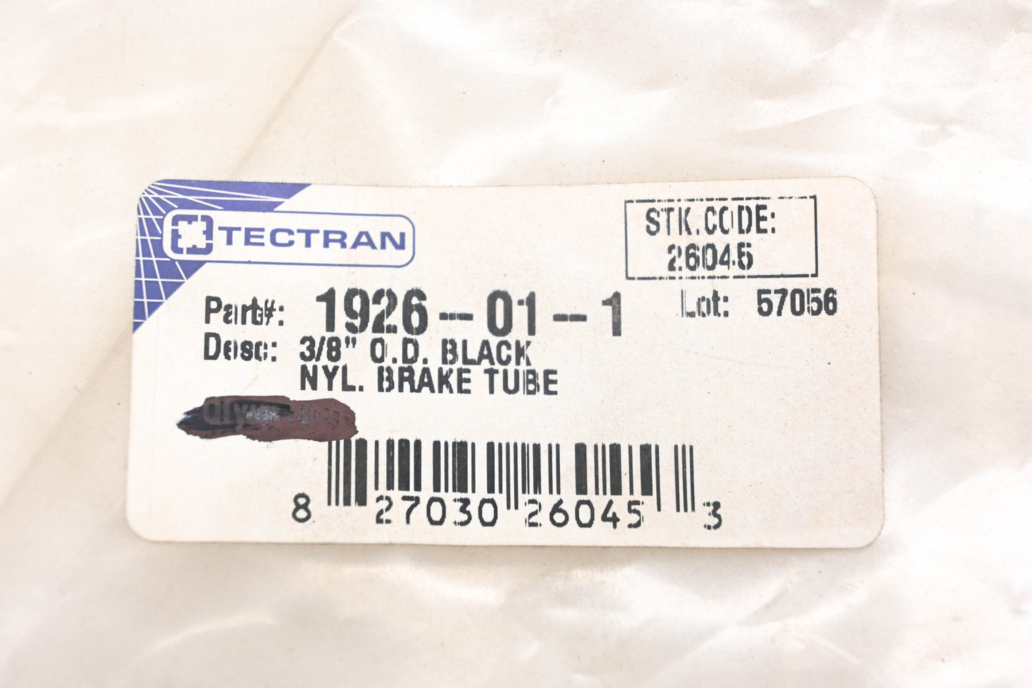 Tectran 1926-01-1 Nylon Brake Tube 3/8" OD x 80" NOS