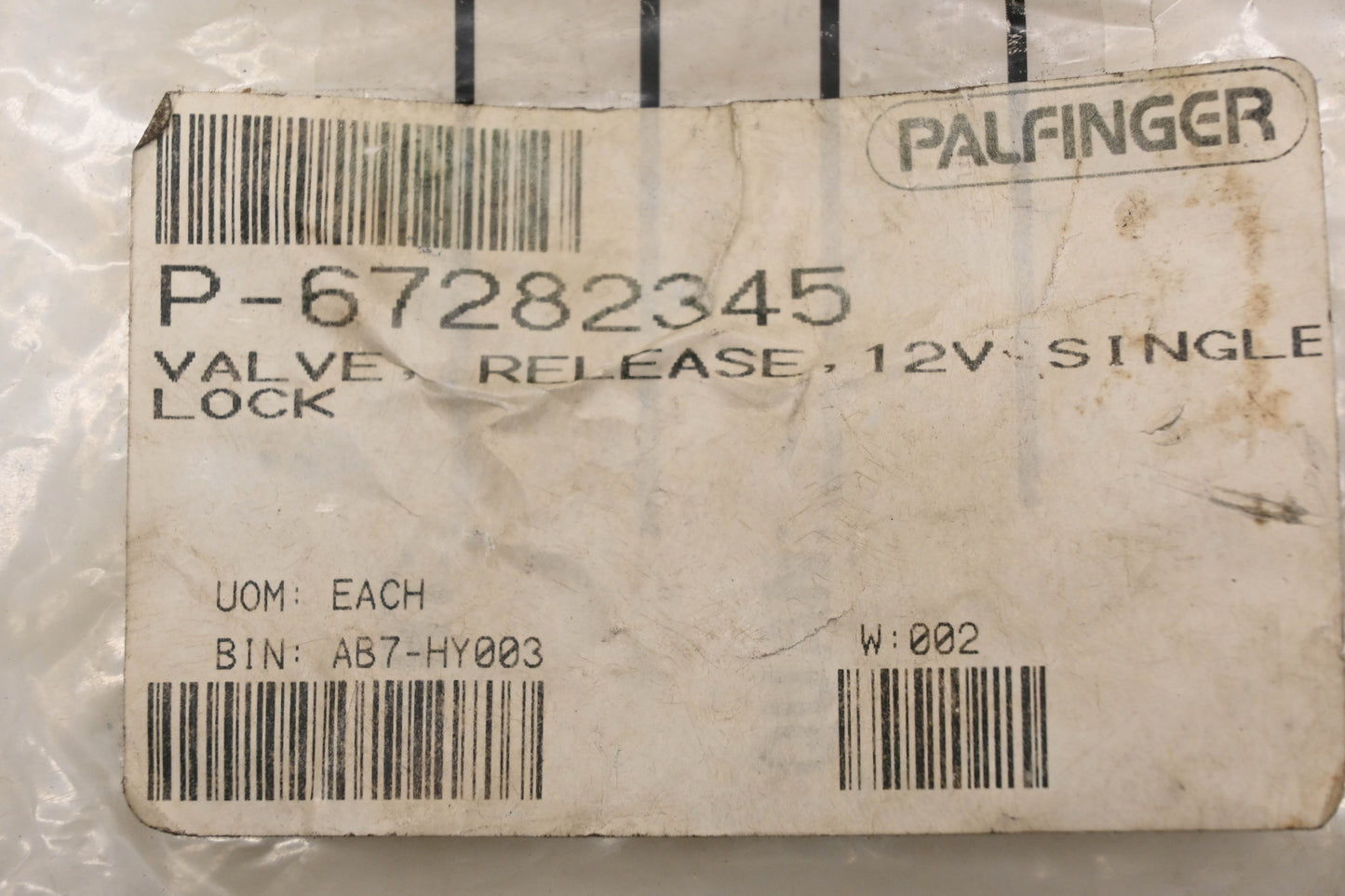 Palfinger 67282345 Single Lock 12v Release Valve NOS
