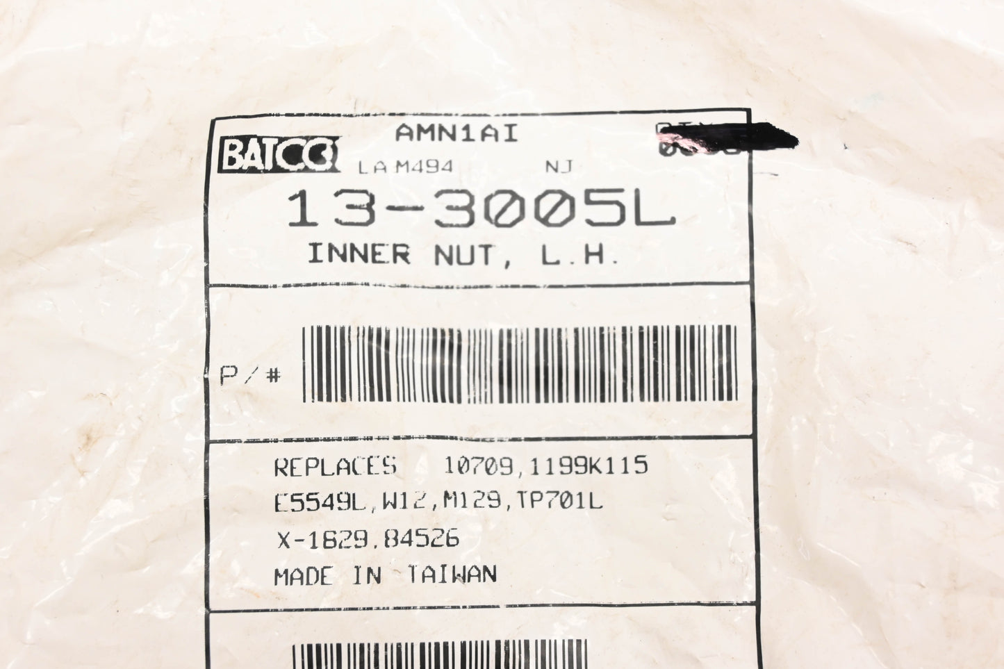 Batco 13-3005L Lefthand Inner Cap 3/4-16 x 2" Wheel Nut NOS