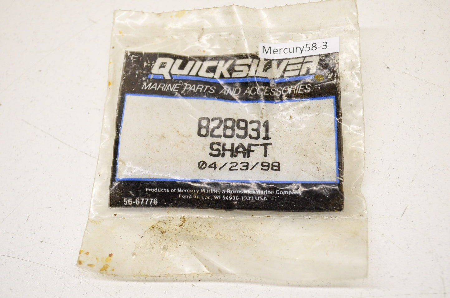 Quicksilver 828931 Mercury Shaft NOS