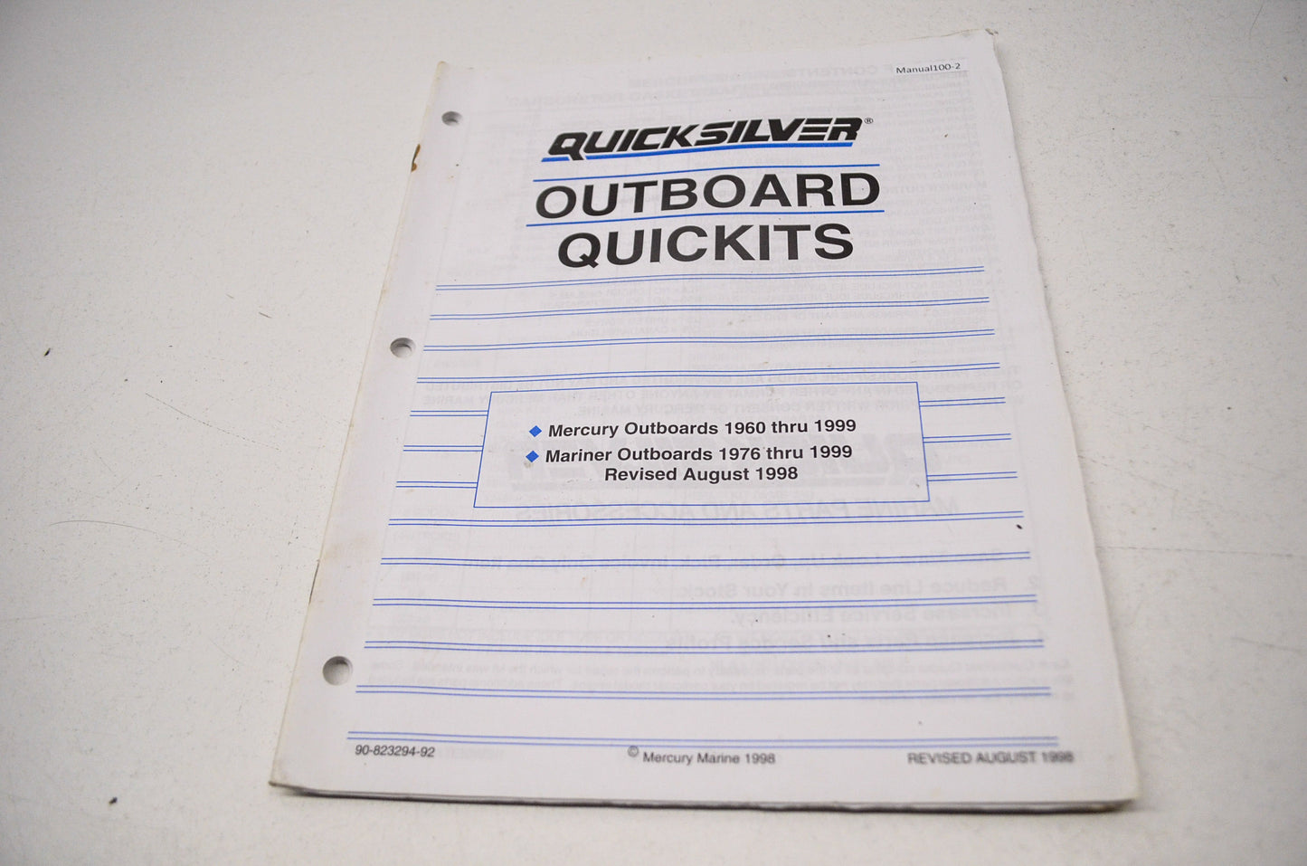New OEM Quicksilver Outboard Quickits Manual Mercury 60-99 Mariner 76-99 NOS