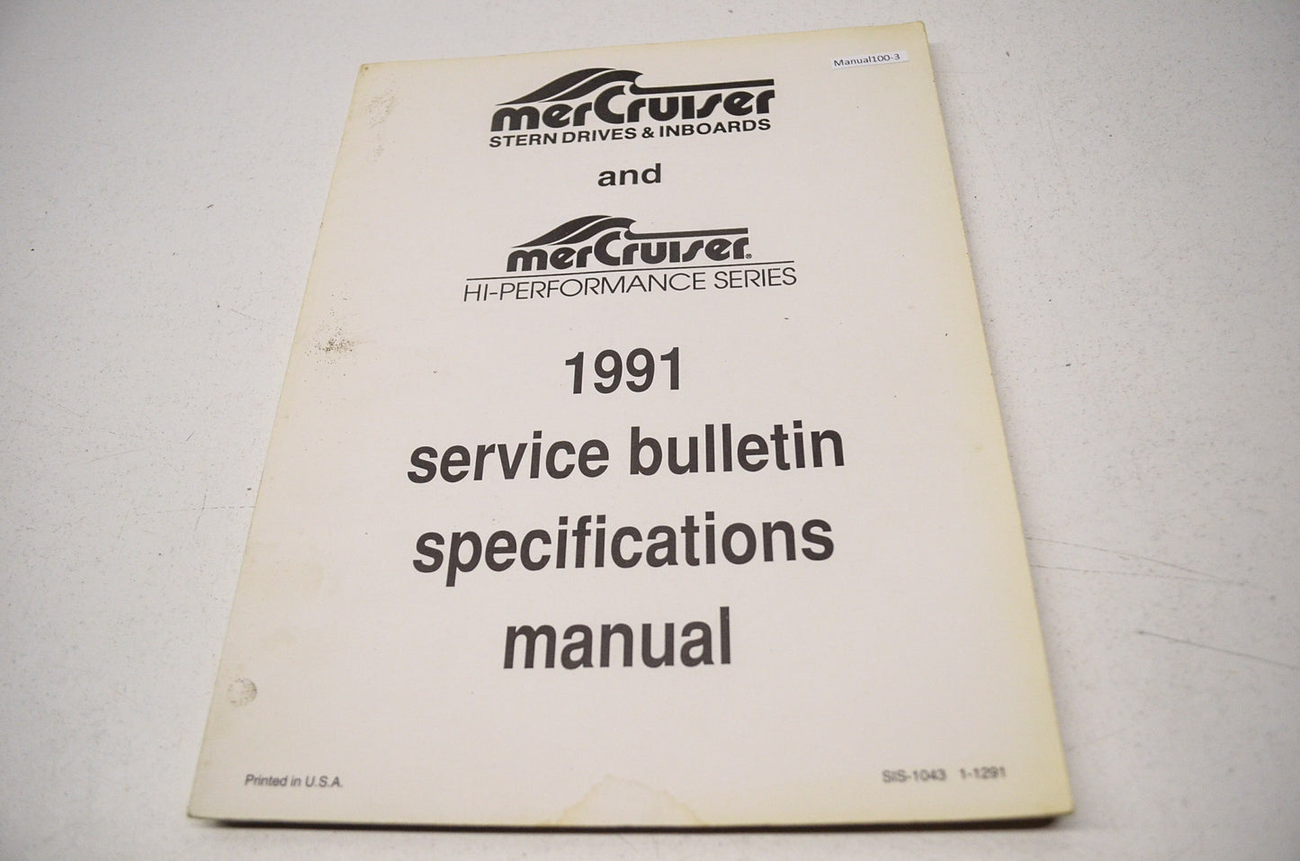 MerCruiser SIS-1043 1-1291 Service Bulletin Specifications Manual 1991 NOS