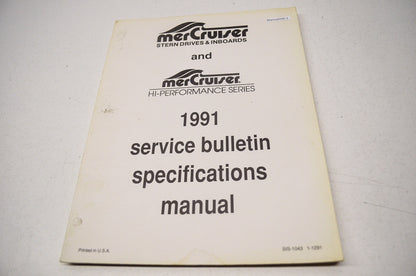 MerCruiser SIS-1043 1-1291 Service Bulletin Specifications Manual 1991 NOS