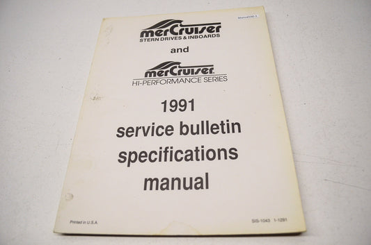 MerCruiser SIS-1043 1-1291 Service Bulletin Specifications Manual 1991 NOS