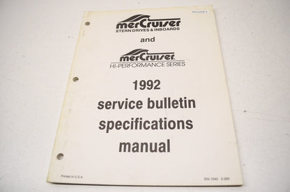 MerCruiser SIS-1043 3-293 Service Bulletin Specifications Manual 1992 NOS