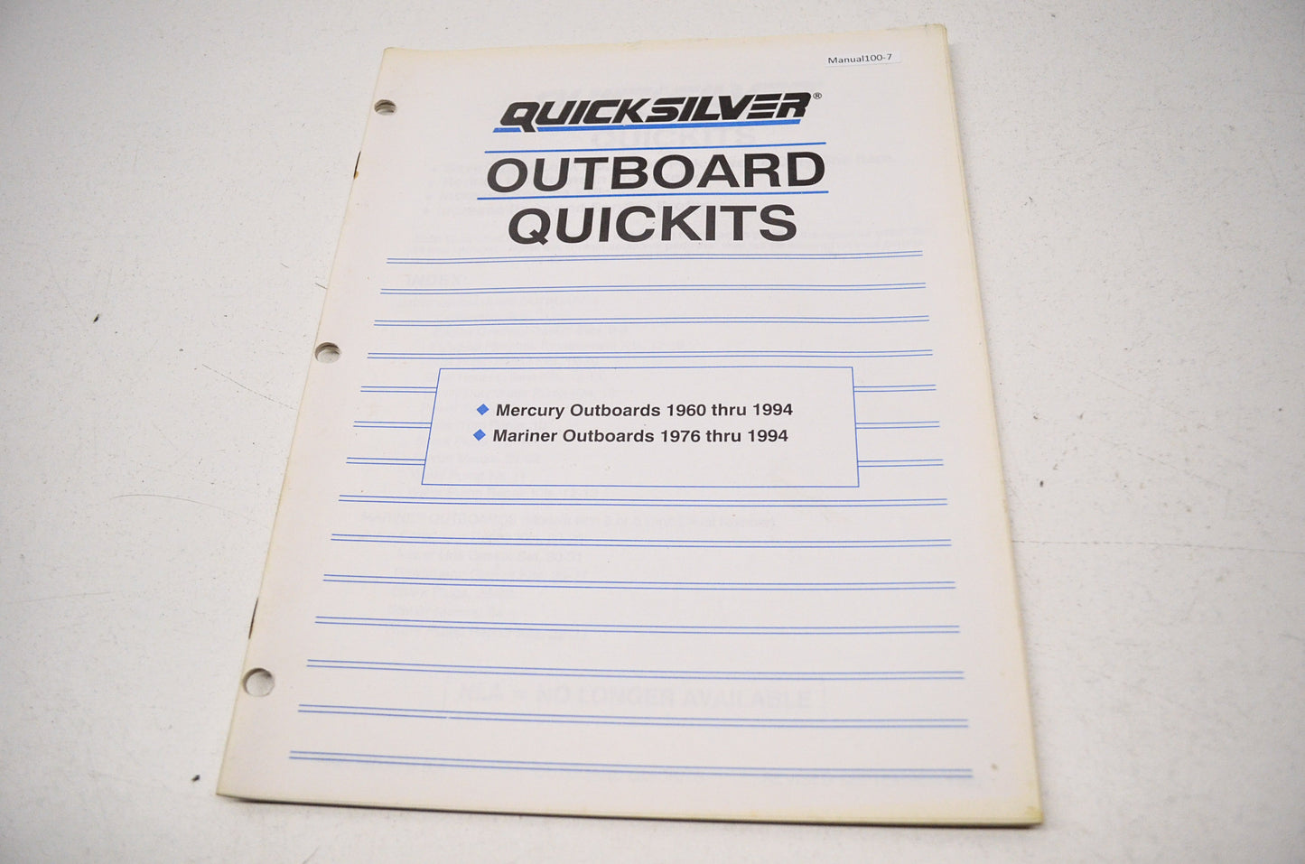 New OEM Quicksilver Outboard Quickits Manual Mercury 60-94 Mariner 76-94 NOS
