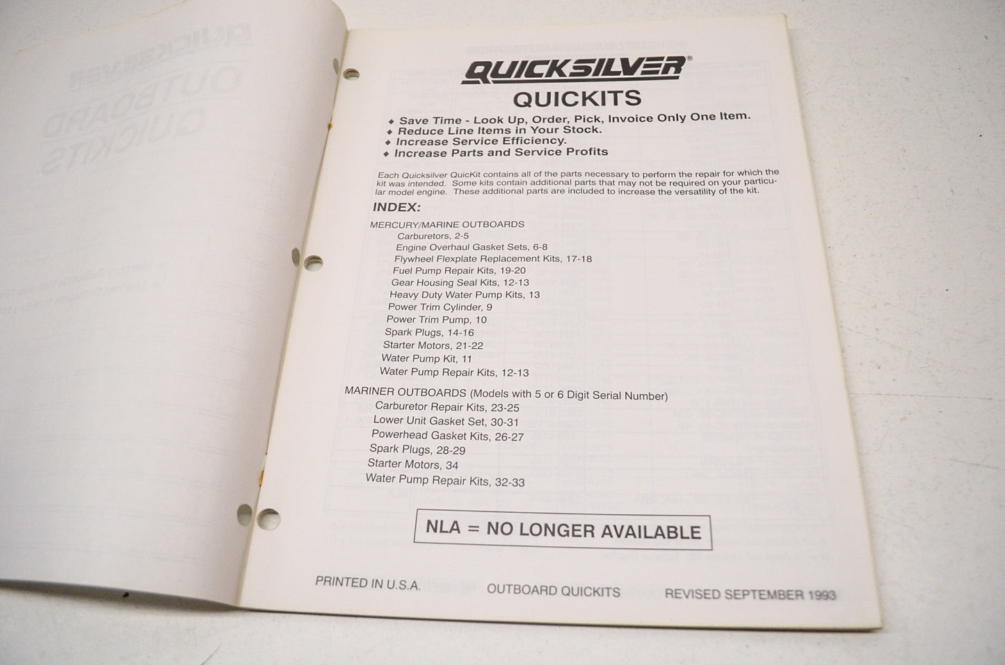 New OEM Quicksilver Outboard Quickits Manual Mercury 60-94 Mariner 76-94 NOS