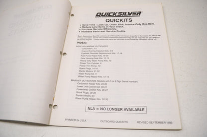 New OEM Quicksilver Outboard Quickits Manual Mercury 60-94 Mariner 76-94 NOS