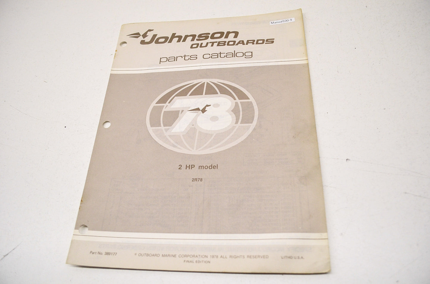 New OEM Johnson 78 Parts Catalog 2 HP Model 2R78 NOS