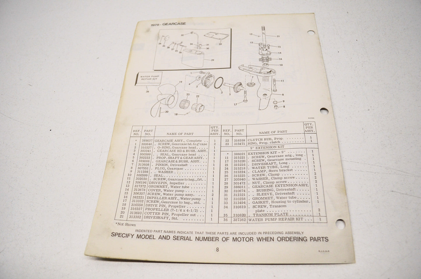 New OEM Johnson 78 Parts Catalog 2 HP Model 2R78 NOS