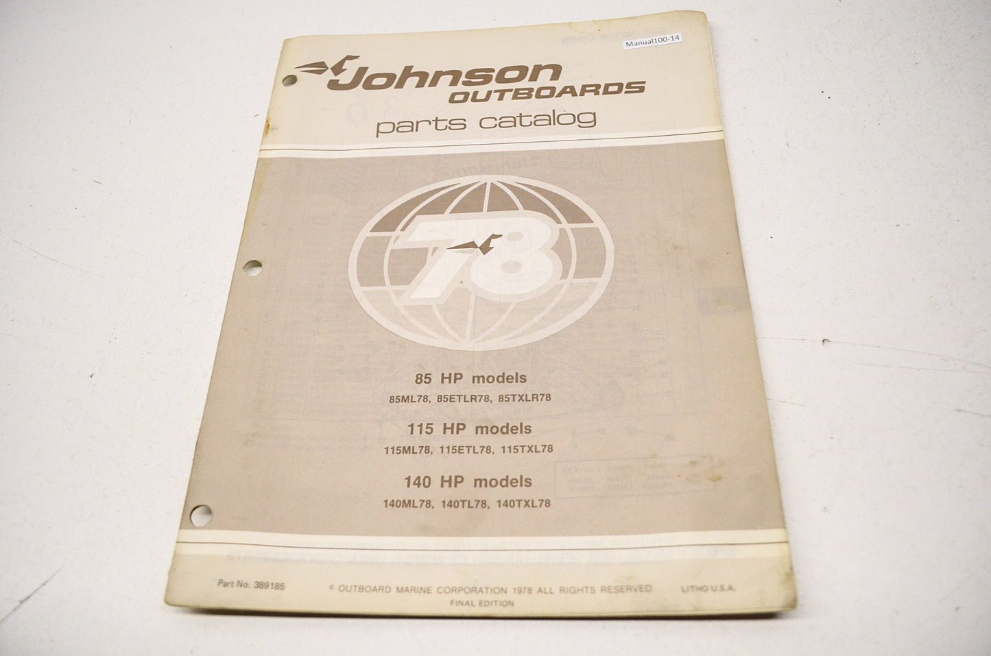 Johnson 78 Parts Catalog 85 HP 115 HP 140 HP Models NOS