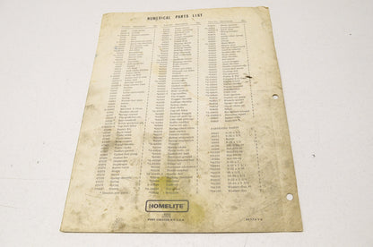 Homelite Chain Saw Parts List Guide 150 Automatic