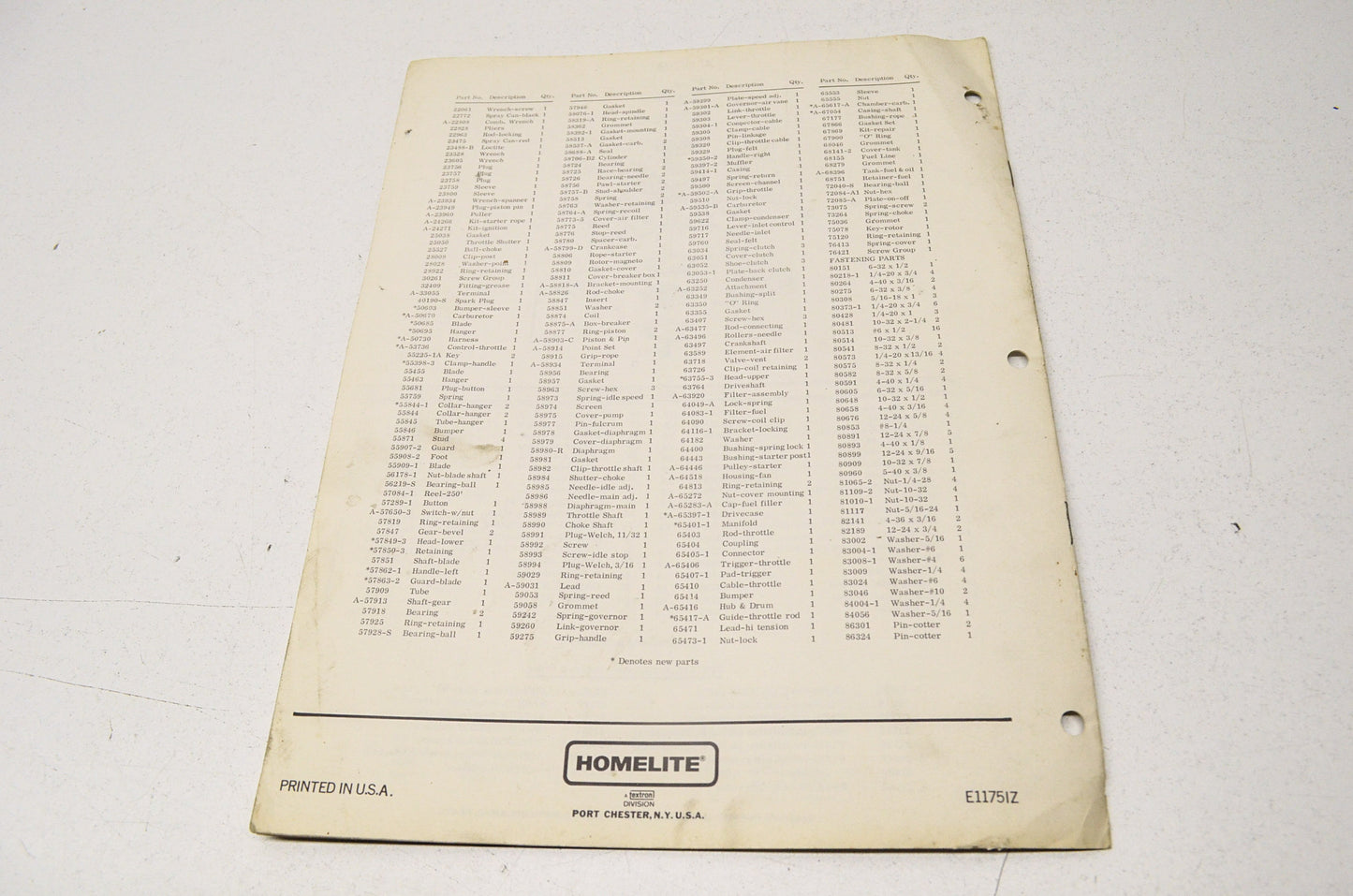 Homelite 24190-A Parts List Guide Brushcutter XLBC-B & XLBC-4 NOS