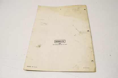 Homelite Chain Saw Parts List Guide EZ Auto & Super XL Mini Auto & FP
