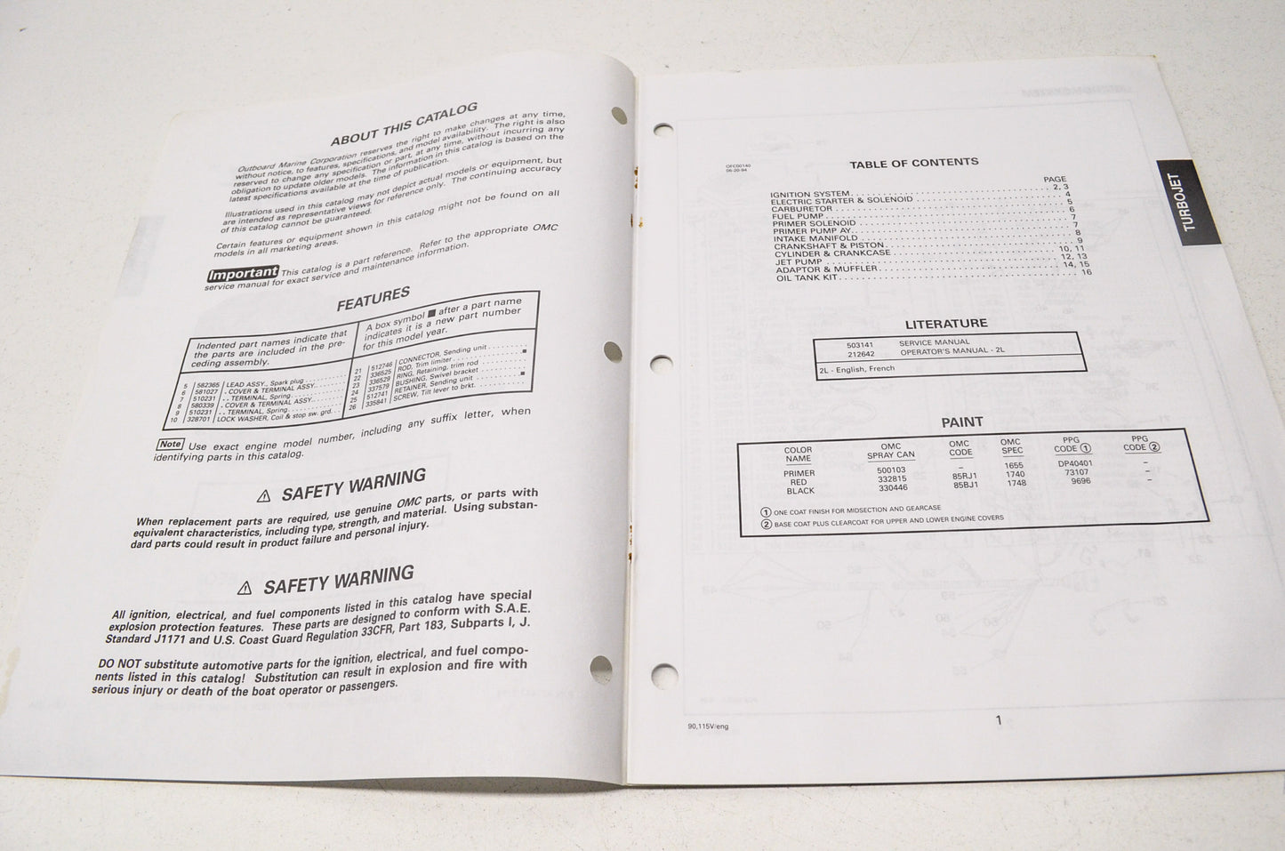 Preliminary Edition Parts Catalog 90 & 115 Turbojet Models NOS